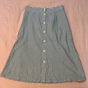 J. Crew Blue and White Striped Button-Down Skirt. Size 8